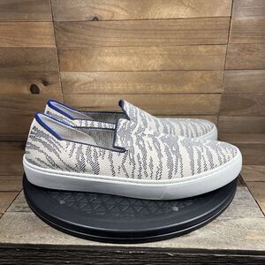 Rothy's Women's Size 9.5 Retired Martime Gray Tiger Print Slip On Loafers